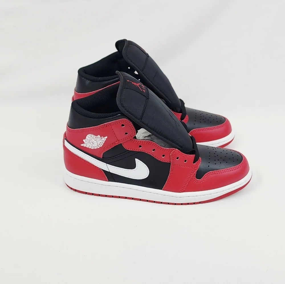 Air Jordan 1 Mid Sneakers Black/Gym Red/White